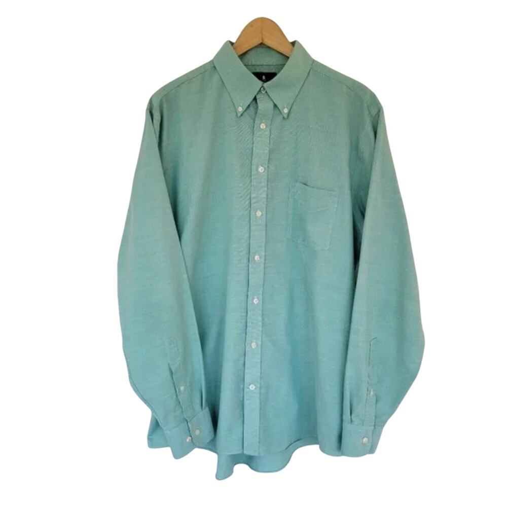 Stafford Green Button Down Shirt Men Size XL Long Sleeve Wrinkle Free Classic